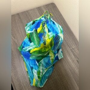 La Blanca Blue and Green One Piece Swimsuit, size 8
